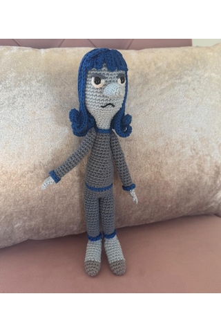 Insıde Out Bored Sıkıldım Amigurumi Oyuncak 24 Cm Gri - Mavi
