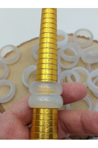 Akik Taşı Kalın Boy Yüzük Sisli Alacalı 11 4mm Kalınlık 59960 Bakır