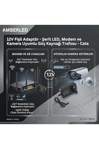 12v Fişli Adaptör 5 Amper 60 Watt - Şerit Led, Modem Ve Kamera Uyumlu Güç Kaynağı Trafosu - Cata