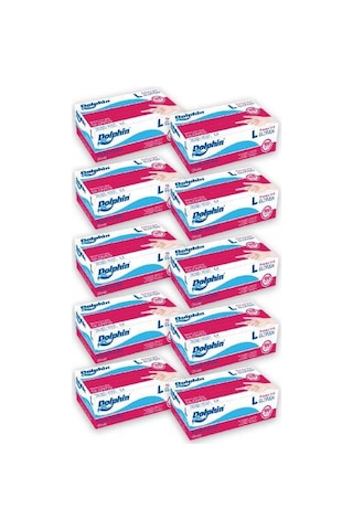 Dolphin Pudrasız Vinil Vinyl Tek Kullanımlık Eldiven Şeffaf Large Büyük Boy - 100'lü 10 Paket