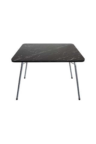 Bofigo 60 x 80 CM Granit Desenli Katlanır Masa Balkon Bahçe Kamp Masası Piknik Masası Siyah