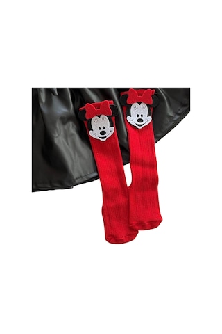 Deri Etek, Badi Ve Diz Altı Çorap Takım Kırmızı