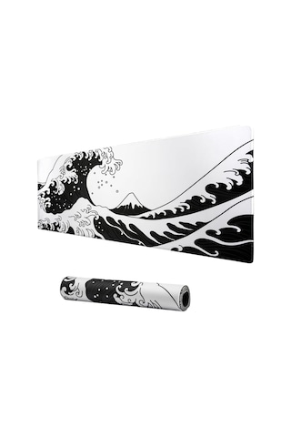 Klasse Pro - 10 Farklı Model Dikişli Kenar 90x40 Cm Oyuncu Gaming Mouse Pad Oki Nami Ura, 90x40 Cm
