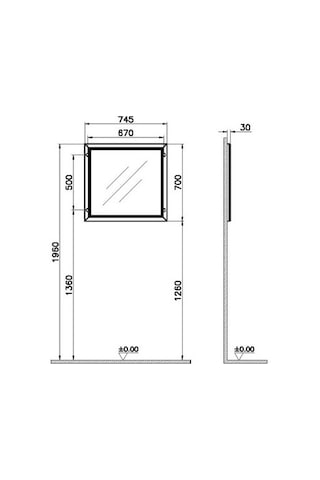 VitrA Valarte Aydınlatmalı Düz Ayna 80 Cm Mat Beyaz 62216 Beyaz