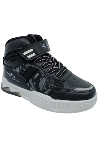 Zerhan Alessio 8564 Erkek Çocuk Siyah Beyaz Bilekli Spor Bot Ayakkabı Siyah