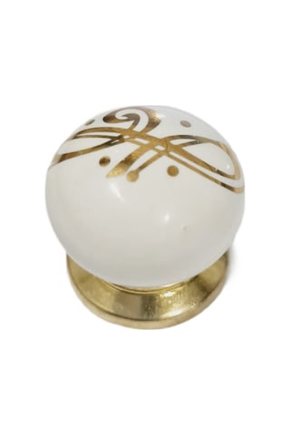 Beyaz Porselen Desenli Gold Taban / 5 Adet Altın