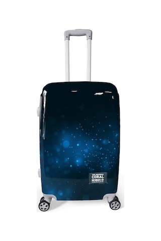 Coral High Renkli Desenli Pc Orta Boy Valiz 60cm 16827 Mavi