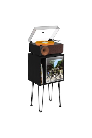 Fennessy İ5s Bluetooth Hoparlörlü 45w Hi-fi Işıklı Retro Pikap Plakçalar Turntable, Kahverengi