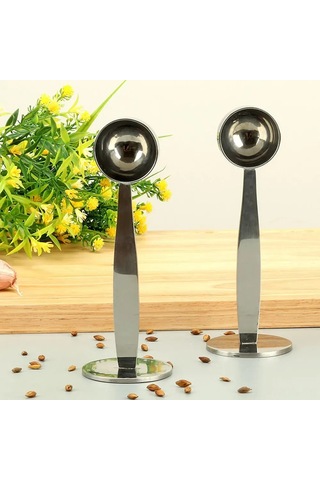 Neevoyu Stüdyo Kalitesi Çelik Kahve Ölçü Ve Presleme Kolu - 2'li Fonksiyonlu Espresso Aracı Gümüş