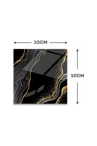 Gökçeoğlu Cam Bardak Altlığı Nero Gold 4'lü Takım 10cm X 10cm Çok Renkli