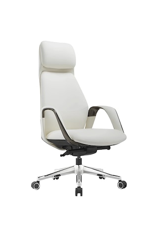 Hunt Mobilya Nuna Beyaz Deri Ofis Yönetici Koltuğu