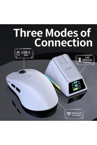 Aj159 Apex 8k Oyun Mouse, 3 Modlu Tft Ekranlı Manyetik Şarj İstasyonu,paw3950 Sensör, 56 Gram Diğer