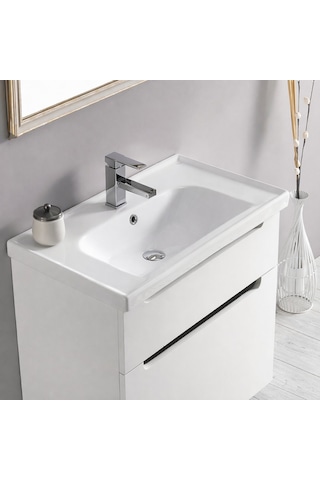 Turkuaz Cerastyle Frame Etajer Uyumlu Beyaz Lavabo 90x45 Cm 031300-u Beyaz