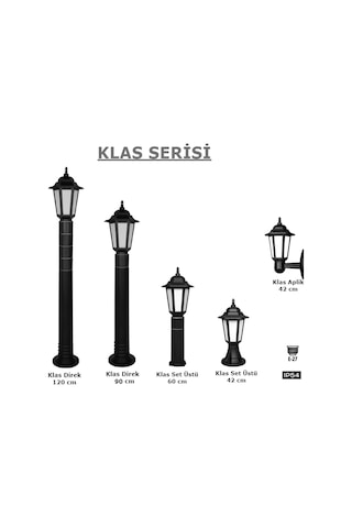 Klas 90 Cm Bahçe Yol Aydınlatması Zita Set Üstü Bahçe Direkleri Siyah