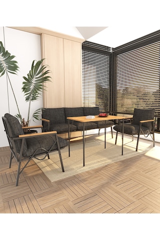 Doruk Home Balkon, Bahçe, Cafe, Metal Koltuk Takımı, Bahçe Mobilyası , Oturma Grubu, 3+1+1+masa Antrasit