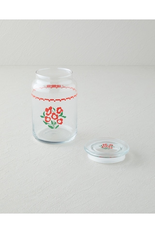 English Home Bright Parade Cam Kavanoz 880 Ml Kırmızı - Beyaz Kırmızı - Beyaz