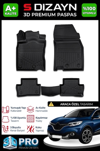 S-dizayn Renault Kadjar 3d Pro Havuzlu Paspas 2015 Üzeri A+ Kalite