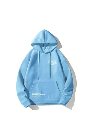 Altamira Unisex Happiest Baskılı Oversize Kapşonlu Sweatshirt 001