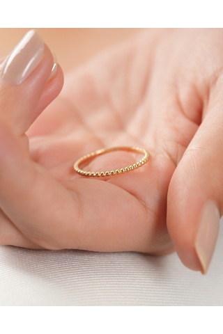 Debora Jewelry 14 Ayar Altın Minimal İnce Top Yüzük