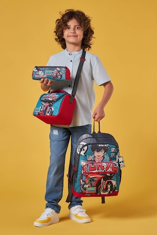 Coral High Kids Gri Nefti Anime Motorsiklet Desenli 3 Lü Okul Çanta Seti Set0123764