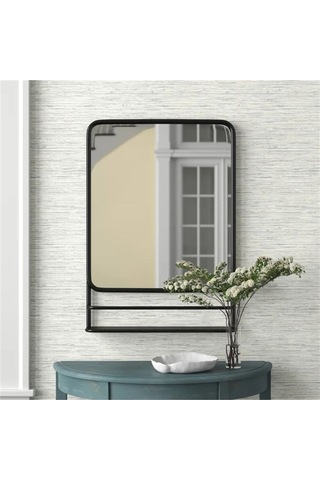 Metal Dekoratif Retro Lavabo Aynası Siyah