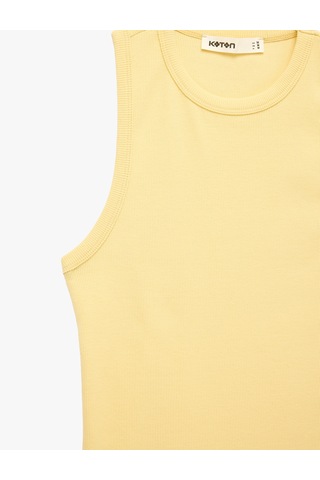 Koton Pamuklu Bisiklet Yaka Fitilli Atlet Bluz Sarı 6sak10340ek