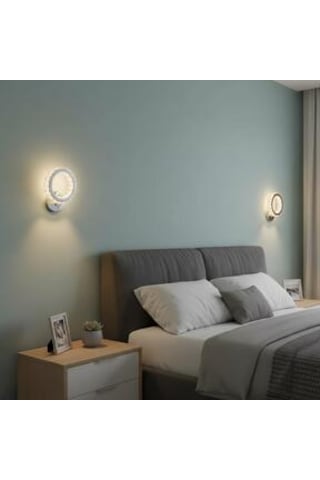 Halka Kristal Taşlı Ledli Aplik Krom