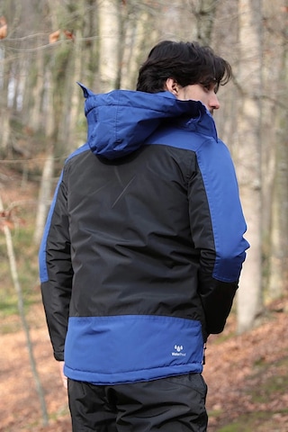 Kışlık Su Geçirmez Erkek Mont 163 Fiyort Naroy Nefes Alabilen Kapitone Astar Saxmavi-siyah