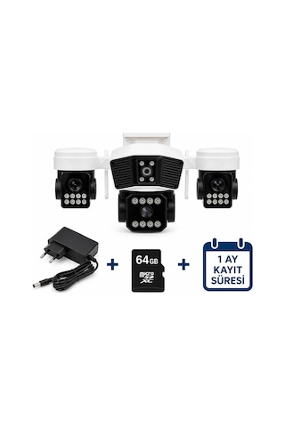 X5tech Rx-95w Wifi 3 Lensli 12 Volt 2a Kablosuz Güvenlik Kamerası+combo 64gb Hafıza Kartı+adaptör Se