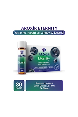 Aroxir Eternıty Yaşlanma Karşıtı ve Longevity Desteği Resveratrol Aronya Üzüm Ekstresi ve Nmn 30 x 30 ML
