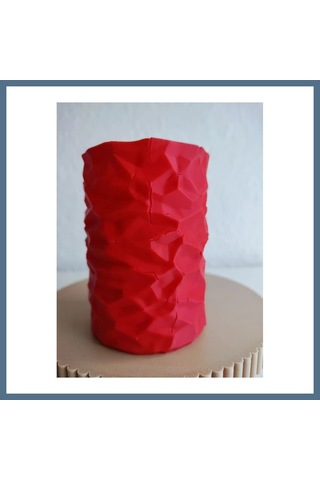 Buradabulabilirsin 3d Baskı Buruşuk Kağıt Görünümlü Kalemlik Modern Masaüstü Organizer Dokulu Kalem Tutucu 10 Cm - Kırmızı Bbz