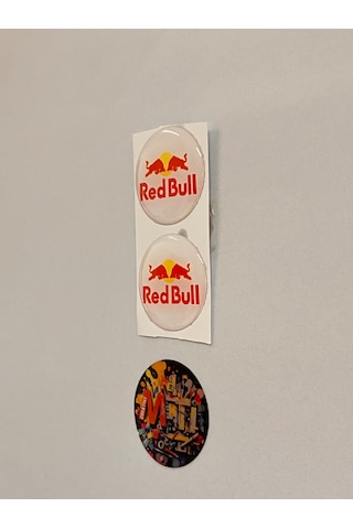 Redbull Damla Sticker Etiket Kabartmalı 3d Silikon Direk Arması Redbull Epoksi 2adet 3,5x3,5cm Çok Renkli