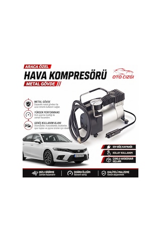Honda Civic Lastik Hava Kompresörü - Çakmaklık Girişli Göstergeli Metal Gövdeli Oto Şişirme Pompası