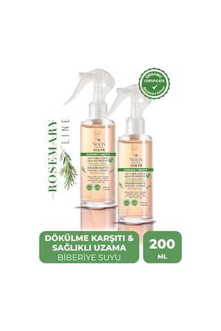 Yoon 2'li Saç Dökülme Karşıtı, Hızlı Saç Uzatma, Biberiyeli Saç Bakım Suyu 2x200 Ml
