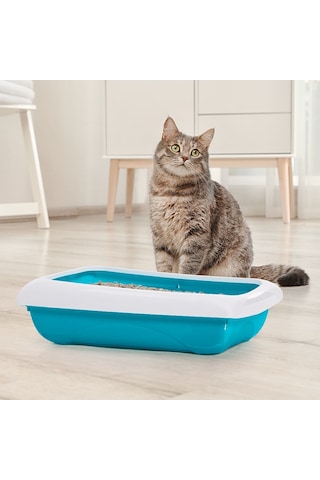Imac Duo Kedi Tuvaleti + Kürek Mavi/beyaz 59x40x28cm N141