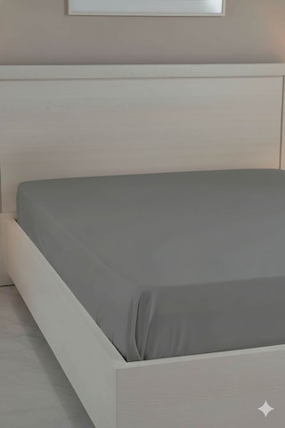 %100 Pamuk Ranforce Premium Çift Kişilik Lastikli Çarşaf - Koyu G Koyu Gri