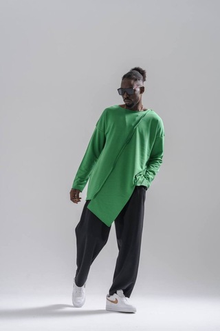 Yeşil Asimetrik Sweatshirt Yeşil