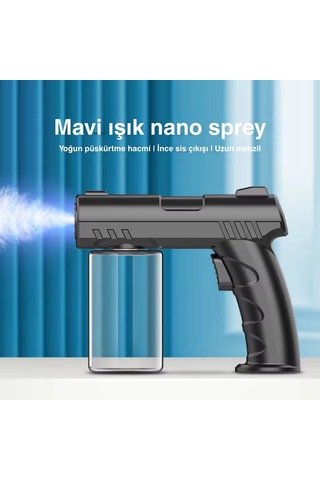 Shopytech 280 Ml Nano Mavi Işıklı Şarjlı Sprey Tabancası Kablosuz Atomizer İnce Sis & 1 1.5 M Menz