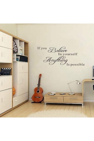 If You Believe In Yourself Atasözleri Duvar Çıkartması, Anything İs Possible Duvar Çıkartması, Sıcak İlham Verici Sözler Vinil Dekor Ofis, Sınıf, Çalışma Odası, Spor Odası, Yatak Odası, Oturma Odası 11,7 X 27,7 İnç