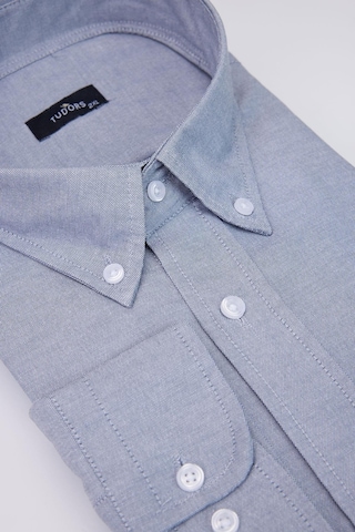 Tudors Büyük Beden Oxford Doku Yaka Düğmeli Cepli Nakışlı Gri Erkek Gömlek-30426-gri