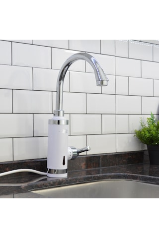 Elektrikli Sıcak Musluk Ani Su Isıtıcı Termal Şofben Musluk Asg4b Beyaz