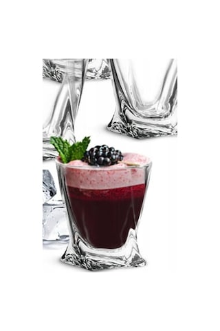 Asimetrik Kesim Kristal Dokulu 2 Adet Premium Bourbon & Scotch Bardak Takımı Viski Bardağı Şeffaf