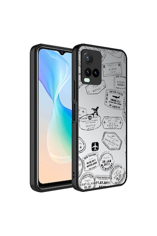Zore Vivo Y33s Kılıf Aynalı Desenli Kamera Korumalı Parlak Msra Mirror Kapak - Seyahat Seyahat