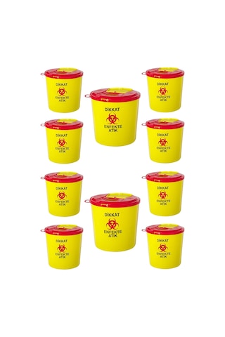 Safell Tıbbi Atık Kovası 5 Litre 10 Adet Çok Renkli
