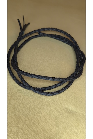 Hakiki Deri Yuvarlak El Örgüsü 4 Mm 1 Metre Keçi Derisi Takı Ve Aksesuar İpi Dıy Kolye Yapım İpi Siyah