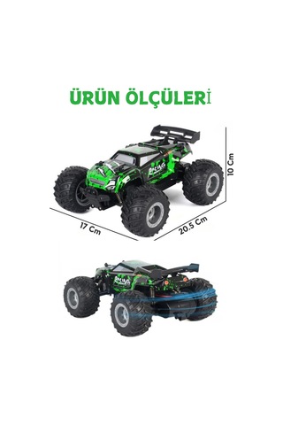 Oyuncak 2.4 Ghz Uzaktan Kumandalı Şarjlı Led Işıklı Drift Atan 15 Km Hız Off Road 45 Dk Batarya Yeşil