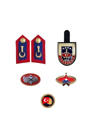 Jandarma Harici Metal Brove 5 Li Tam Takım Set Kırmızı