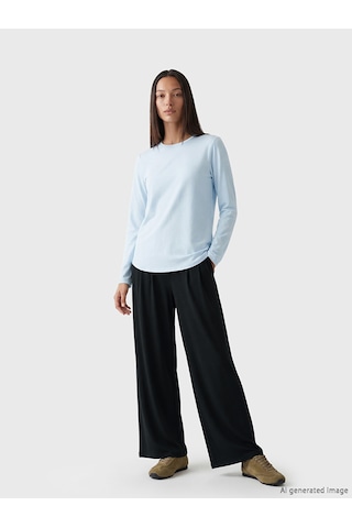 Lcwaıkıkı Basic Siyah Beli Lastikli Geniş Paça Kadın Pantolon