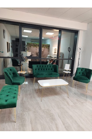 Yesil Babyface Metal Ayak Cay Seti 2 1 1 Puf Hediye