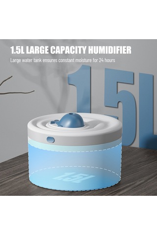 Aubyhe Usb Şarjlı Mavi Balina Nispetli Nemlendirici, 1.5l Büyük Kapasite, Sürekli/aralıklı Buhar Modu, 20db Sessiz Çalışma, Gece Lambası, Ofis/ev lik